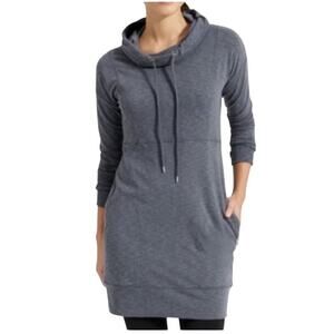 ATHLETA Sport It Cowl Neck Charcoal Activewear Sweatshirt Dress ~ Women's SMALL